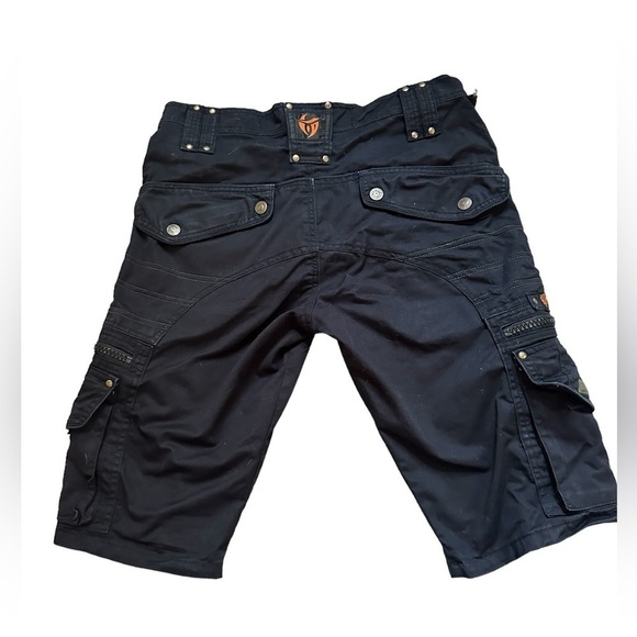 INDIAN PROJECT Mens' Black Casual Cargo Shorts Size M Emo Goth Skater Biker Punk - Picture 2 of 6